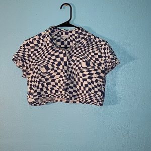 Checkered crop top short sleeve